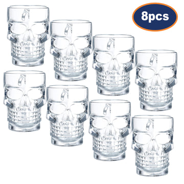 8Pcs Glass Skull Mug