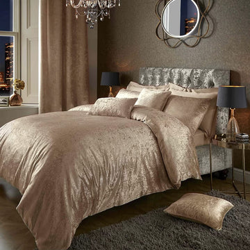 Crushed Velvet Duvet Cover Set, Champagne, Double