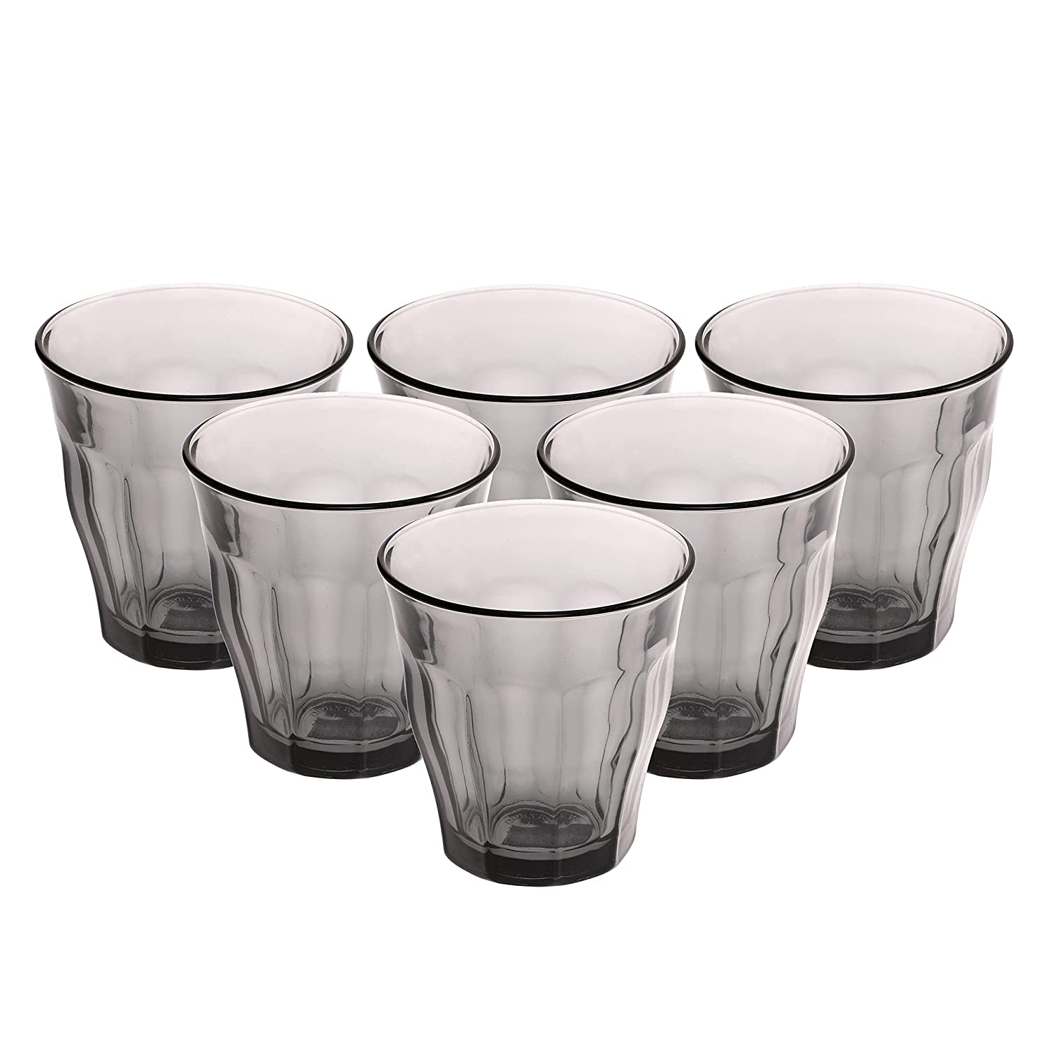 Set Of 6 Duralex 250ml Grey Glass Tumblers