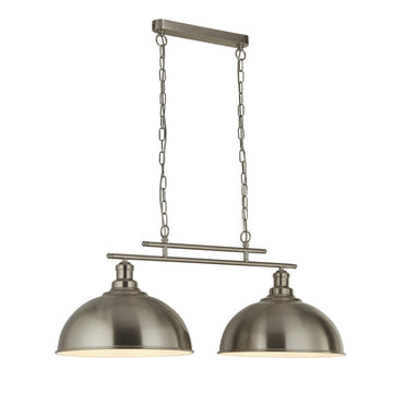 Fusion 2 Light Satin Silver Bar Ceiling Pendant