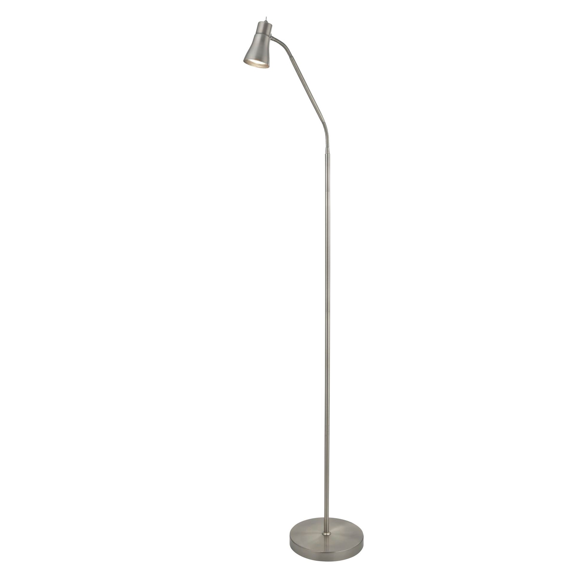 Satin Silver Floor Lamp With Flexi Head
