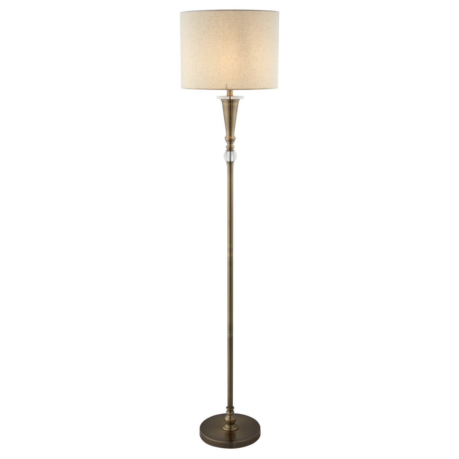Antique Brass & Linen Shade Standing Floor Lamp