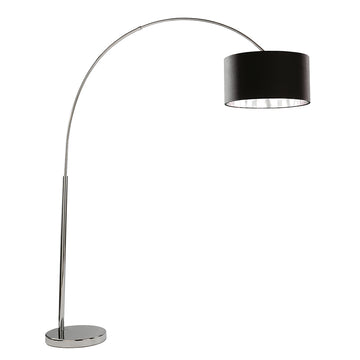 Chrome Black Shade Silver Arc Free Standing Reading Floor Lamp Light
