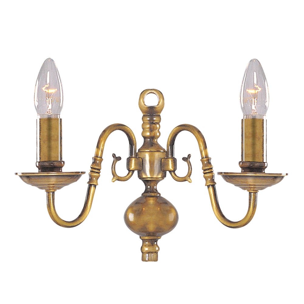 Flemish 2 Light Antique Brass Wall Light