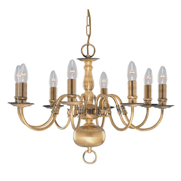 Flemish 8 Lights Antique Brass Chandelier