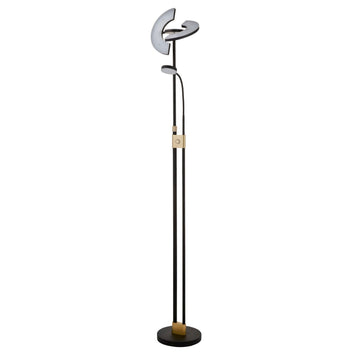 LED Mother & Child Floor Lamp Matt Black & Satin Brass