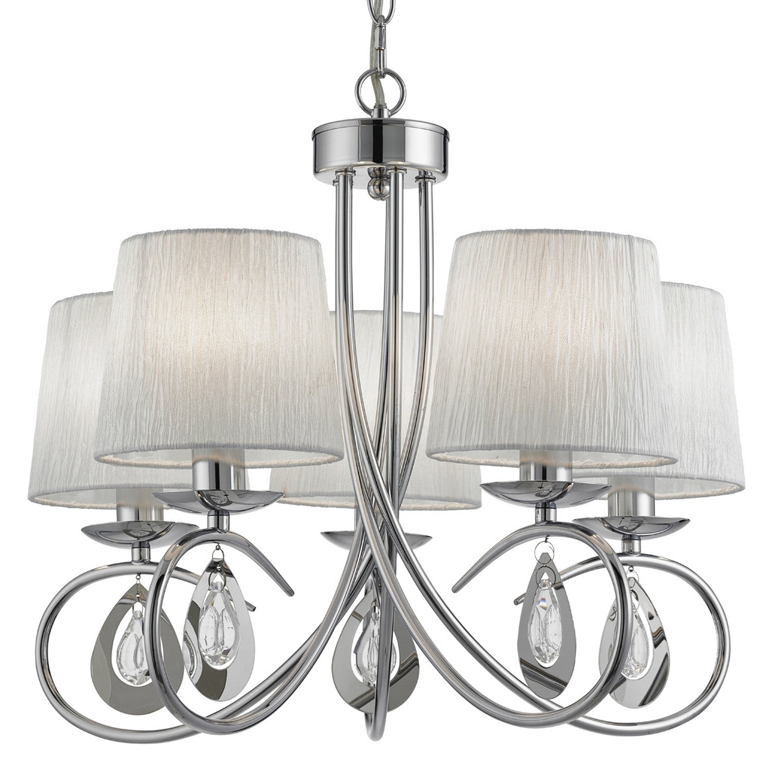 Angelique Chrome 5 Light Ceiling Fitting with Glass Pear Drop