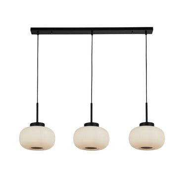 3 Lights Bar Black Pendant Frosted Glass Shade