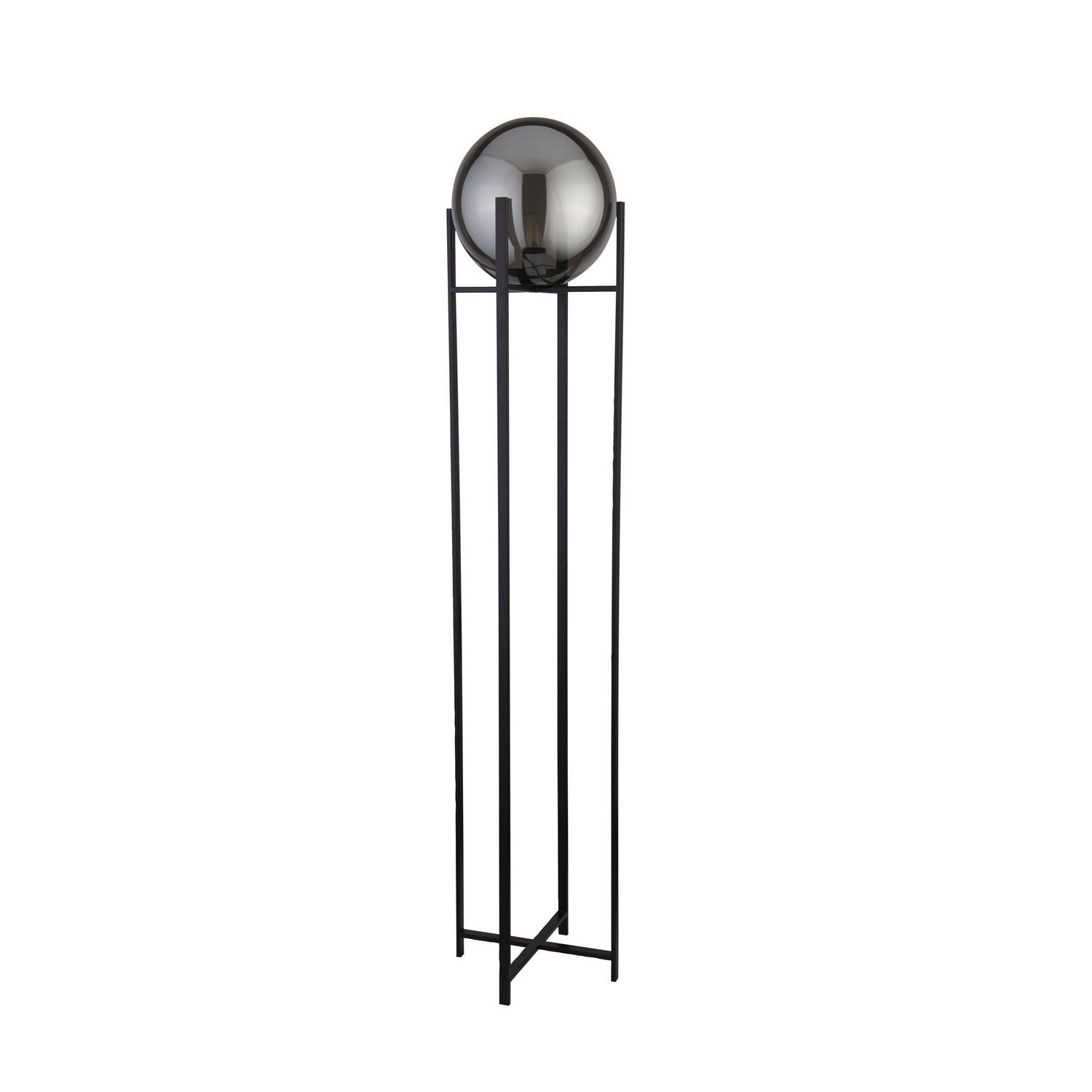 Amsterdam Matt Black Floor Lamp Smoked Glass
