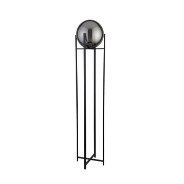 Amsterdam Matt Black Floor Lamp Smoked Glass