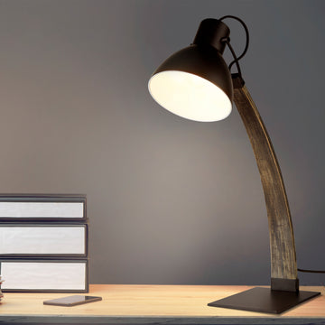 Nanna Ash Wood Matt Black Table Lamp