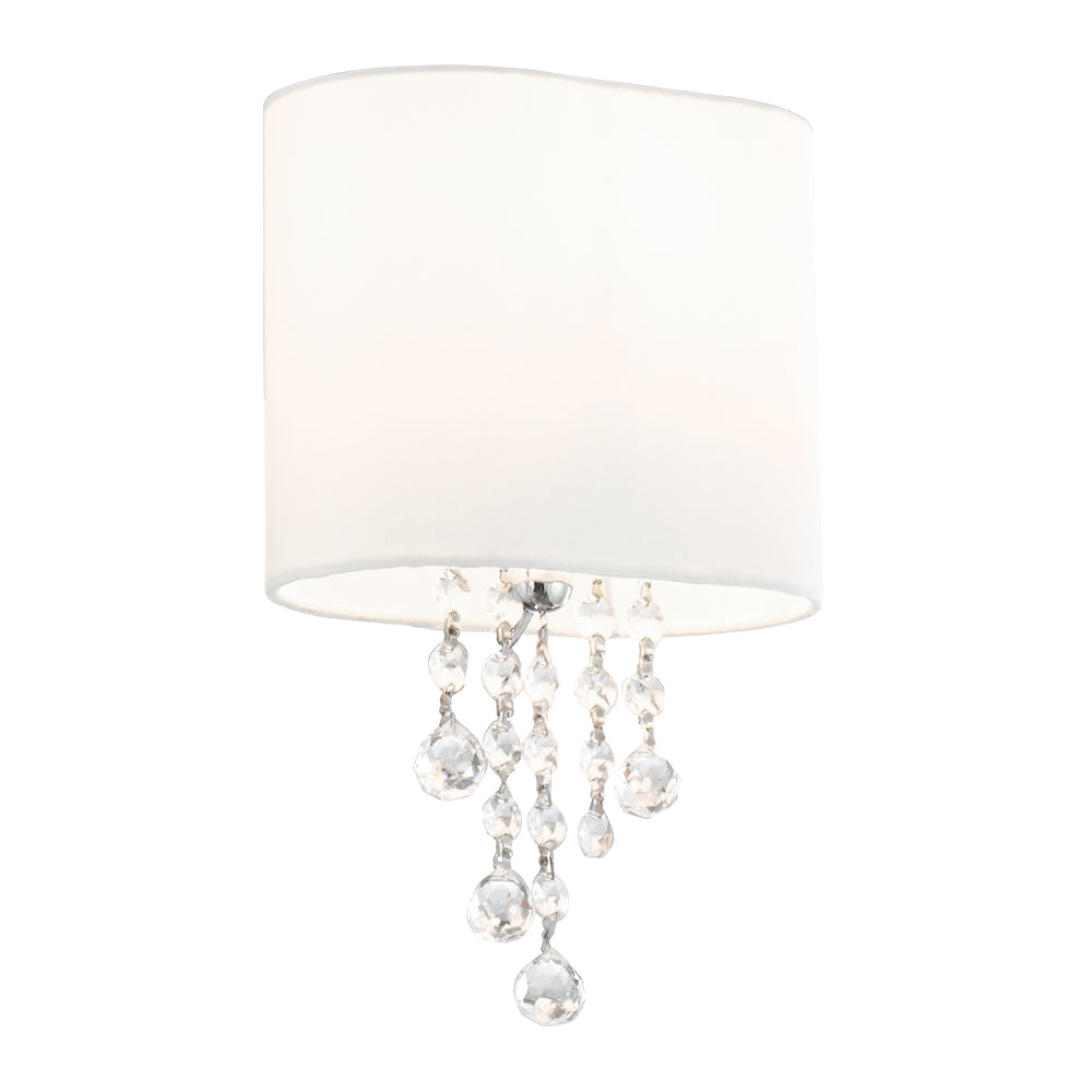 Nina Chrome Crystal & White Shade Wall Light