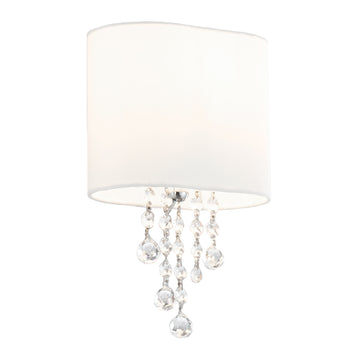 Nina Chrome Crystal & White Shade Wall Light