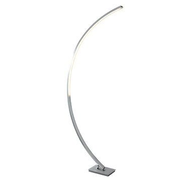 Colton LED Curved Satin Silver Floor Lamp