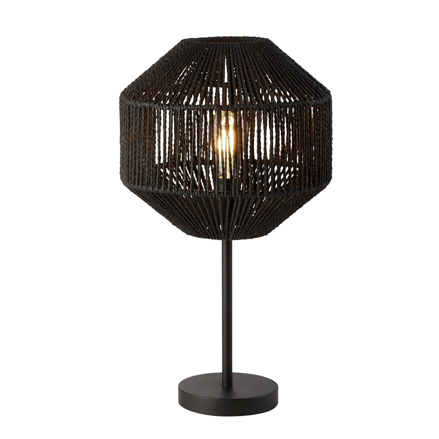 Black Natural Rope Wicker Shade Table Lamp