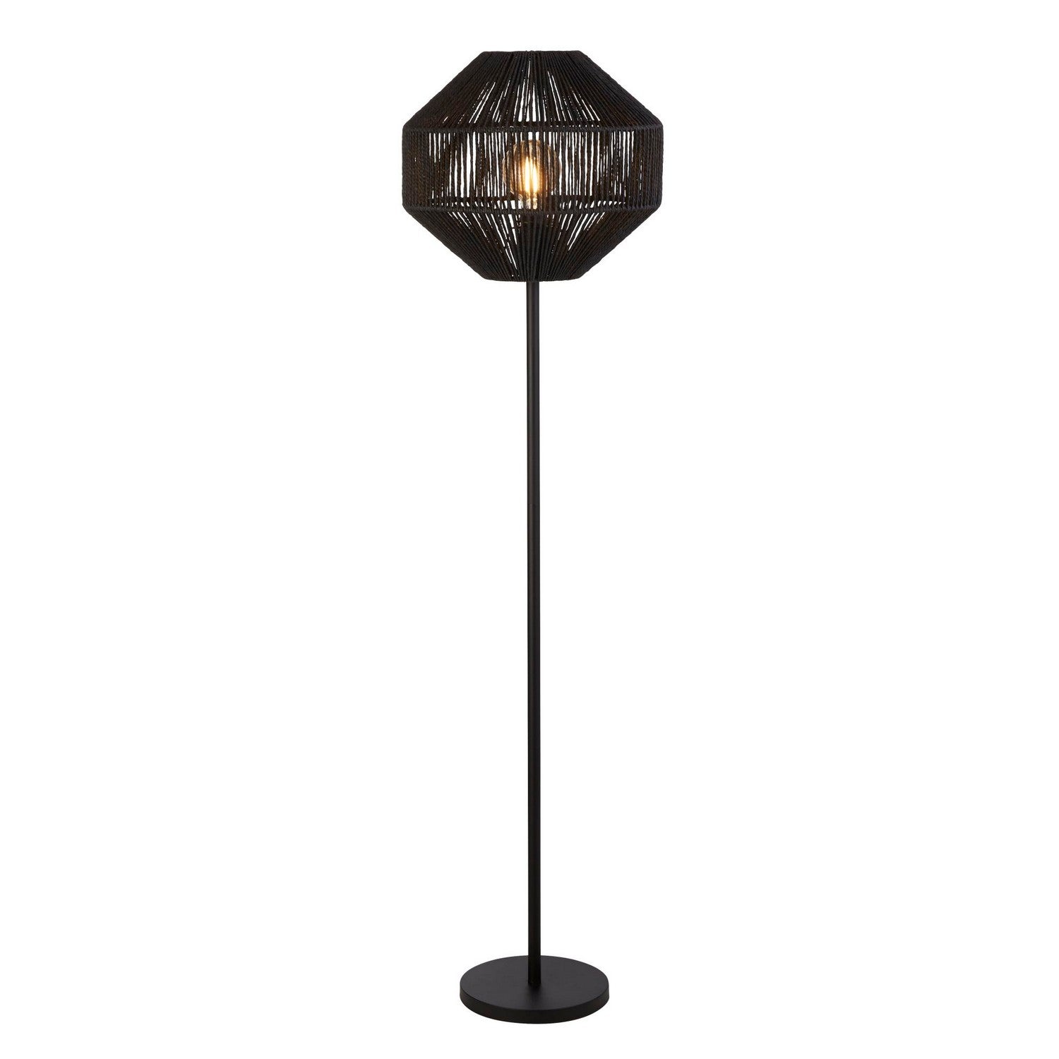 Black Wicker Shade Natural Shade Floor Lamp