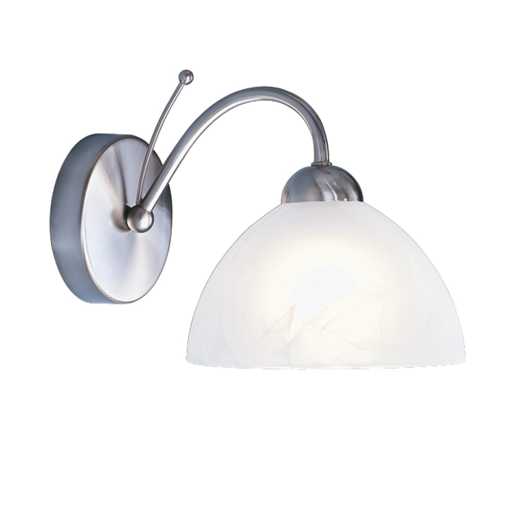 Milanese Satin Silver Alabaster Glass Shade Wall Light