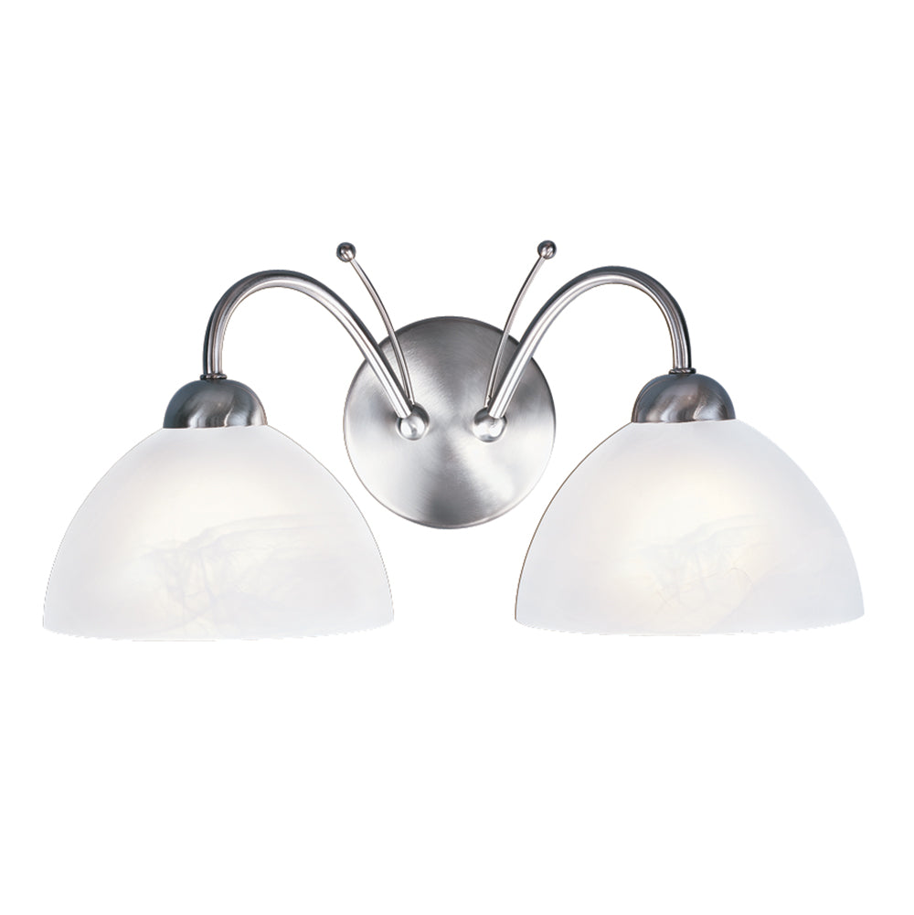 Milanese 2 Light Satin Silver Wall Light With Alabaster Glass Shade