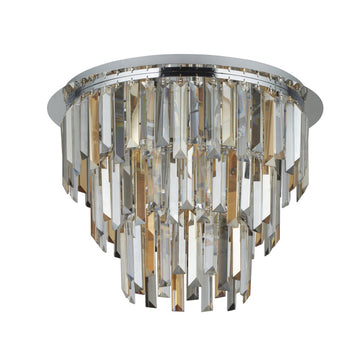 Clarissa 5 Light Chrome Clear Amber Smoked Crystal Prism Flush