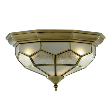Pisa 2 Light Antique Brass Acid Glass Flush