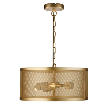 Fishnet 3 Light Matt Gold Drum Pendant