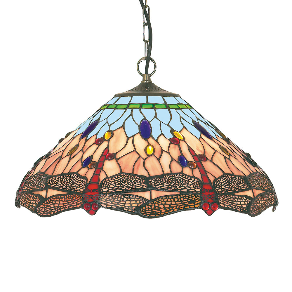 Dragonfly Tiffany 16 Inch Bowl Pendant Light With Suspension