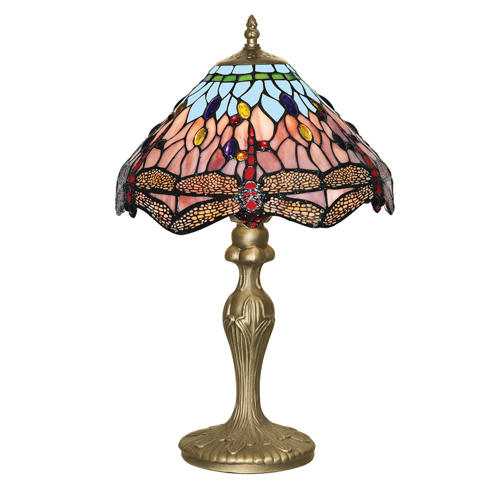 Dragonfly Antique Brass & Stained Glass Table Lamp