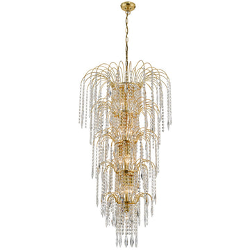 Waterfall 13 Light  Gold & Crystal Tier Chandelier