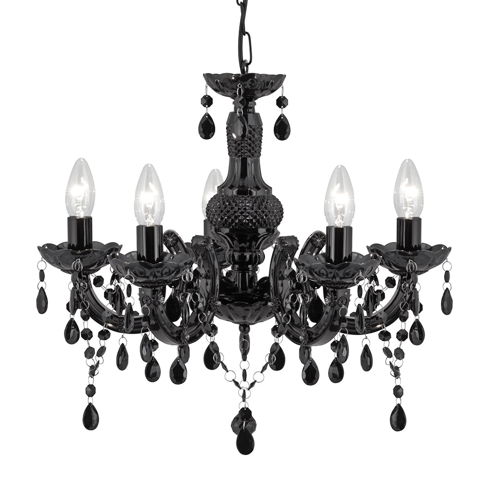 5 Light Marie Therese Style Black & Acrylic Chandelier