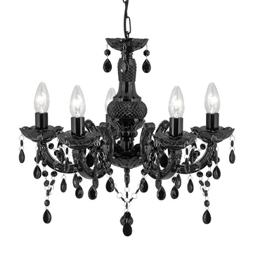 5 Light Marie Therese Style Black & Acrylic Chandelier