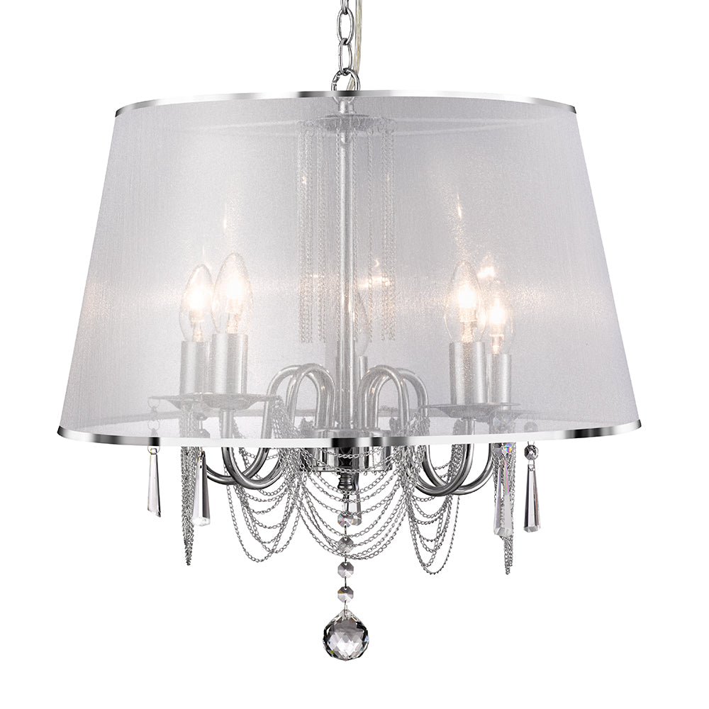 Venetian 5 Light Ceiling Pendant Light With White Violet Shade