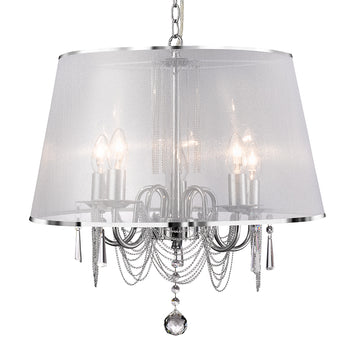 Venetian 5 Light Ceiling Pendant Light With White Violet Shade