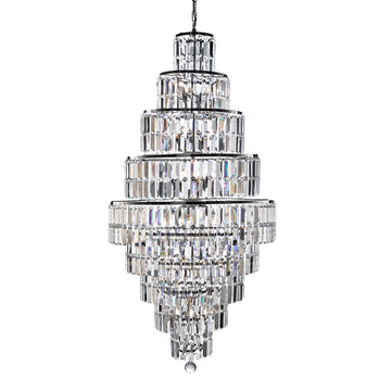Empire 13 Light Polished Chrome Chandelier With Clear Bevelled Glass Trimmings