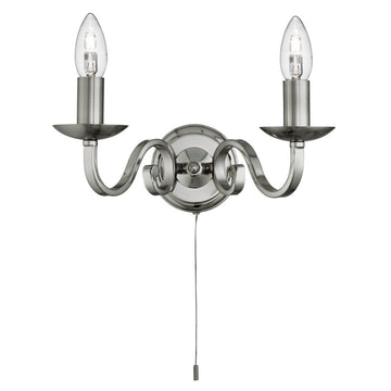 Richmond Satin Silver 2 Light Wall Bracket Fitting With Candle Style Sconces