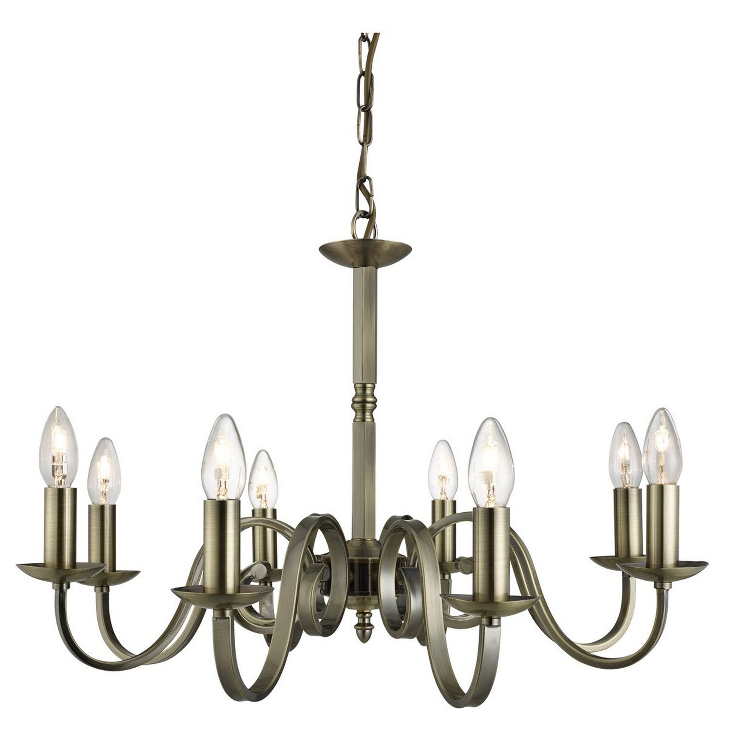 Richmond Antique Brass 8 Light Chandelier with Candle Style Sconces