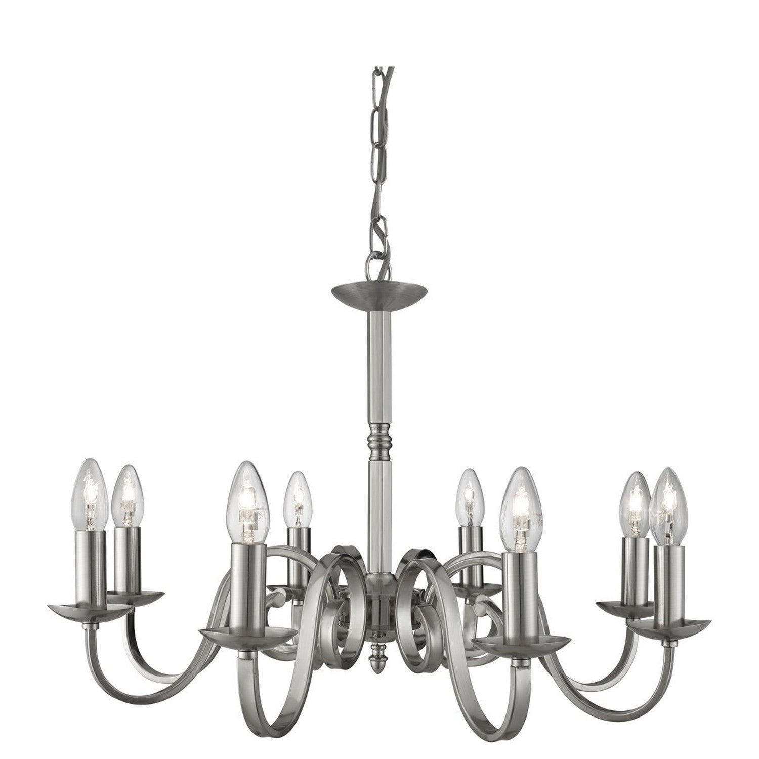 Richmond Satin Silver 8 Light Chandelier with Candle Style Sconces
