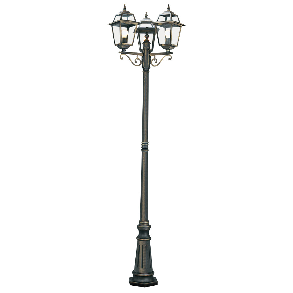 New Orleans 3 Light Cast Aluminium Black Gold Outdoor Post Lamp