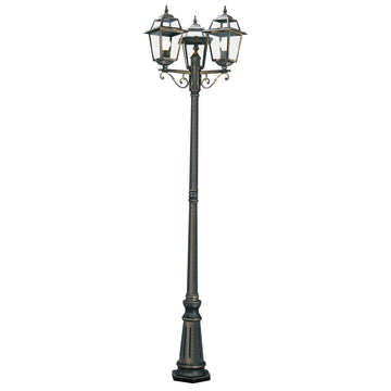 New Orleans 3 Light Cast Aluminium Black Gold Outdoor Post Lamp