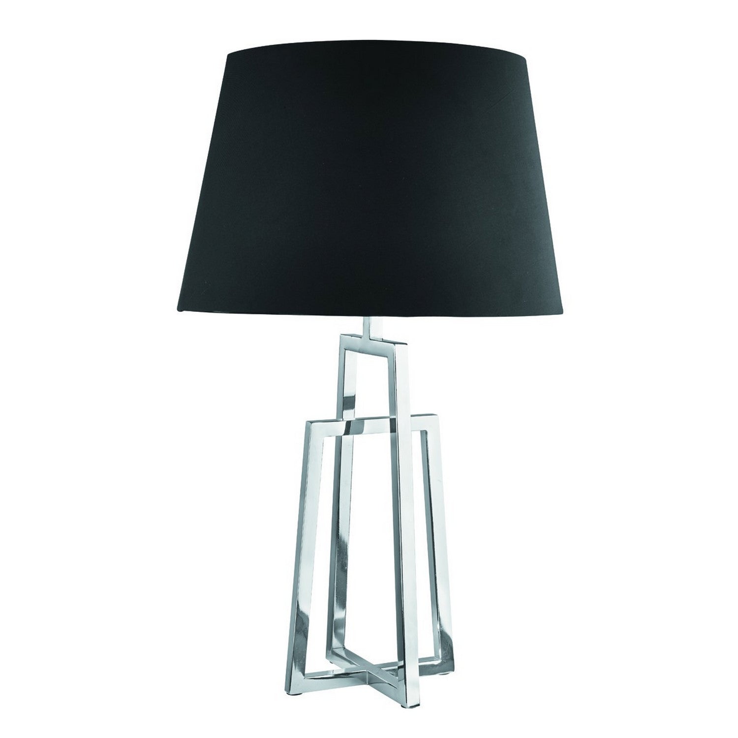 Chrome Crossed Frame Table Lamp With Black Tapered Shade