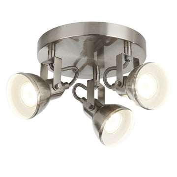 Focus 3 Lights Satin Silver Industrial Spotlight