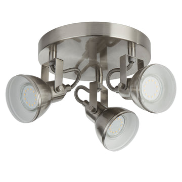 Focus 3 Lights Satin Silver Industrial Spotlight