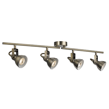 Industrial 4 Light Antique Brass Split Bar Spotlight