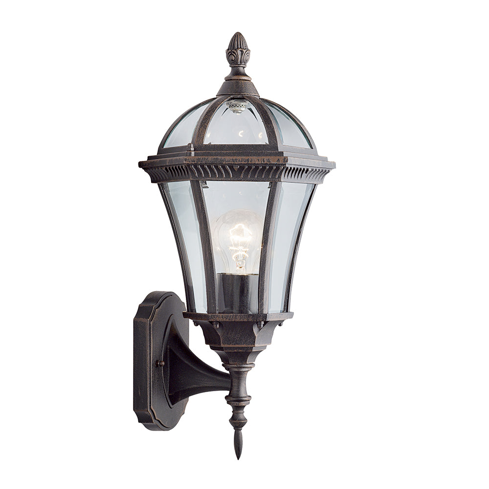 Capri Aluminium Rustic Brown Outdoor Uplighter Bevelled Glass Shade