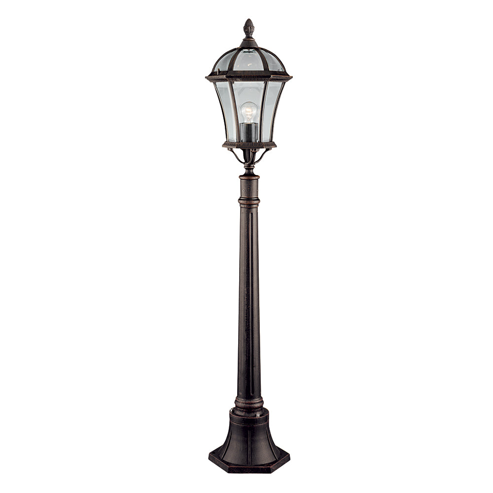 Capri Die Cast Aluminium Rustic Brown Outdoor Post Lamp With Bevelled Glass