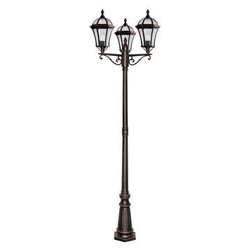 Capri 3 Light Rustic Brown Cast Aluminium Outdoor Post Light