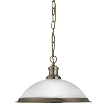 Bistro Antique Brass  Acid Glass Shade Ceiling Pendant