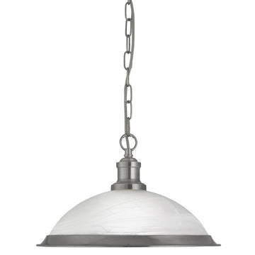 Bistro Satin Silver Acid Glass Shade Pendant Light