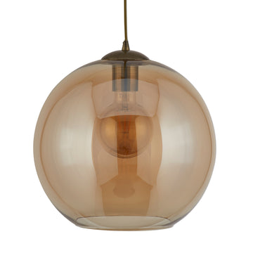 Balls Amber Glass Shade Antique Brass Pendant