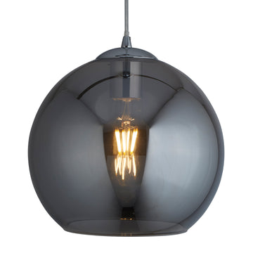 Balls Smoked Glass Shade Chrome Pendant