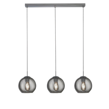 3 Light Chrome With Smoke Glass Bar Pendant